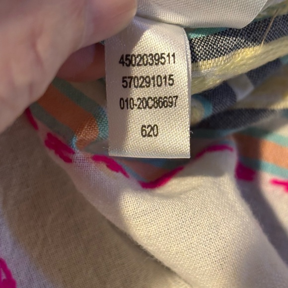 Chico's Striped Embellished Button-up Top Embroidered Beaded Butterfly Size 16 - Picture 13 of 13